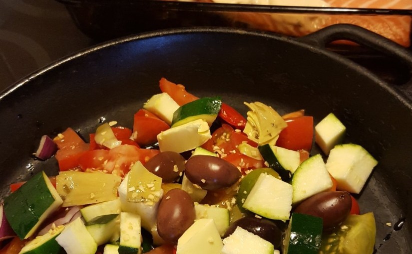 Laxsida med creme fraiche och&nbsp;fetaost.